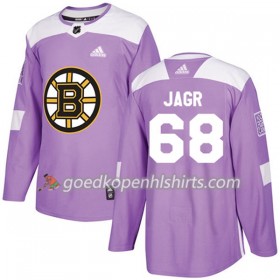 Boston Bruins Jaromir Jagr 68 Adidas 2017-2018 Purper Fights Cancer Practice Authentic Shirt - Mannen